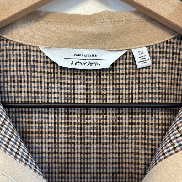 & OTHER STORIES Collared Check Long Sleeve Mini Dress - Picture 8 of 9